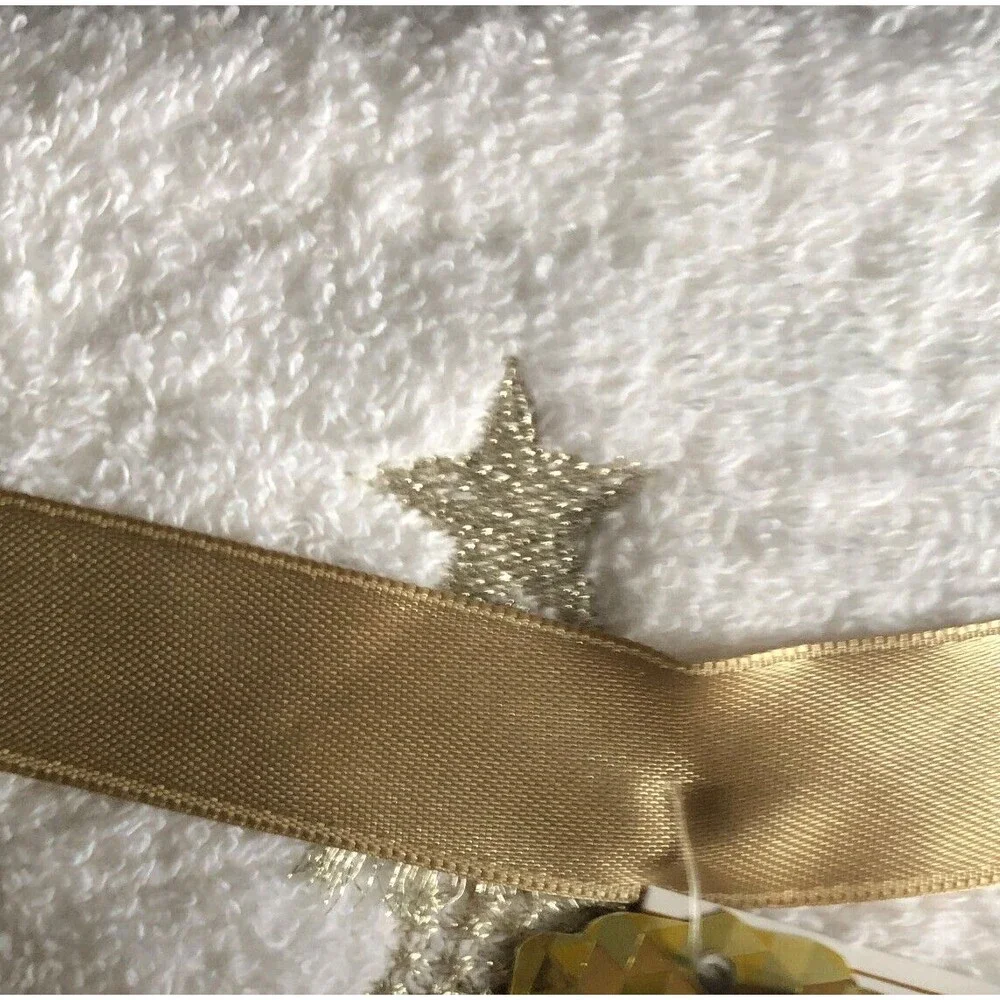 Christmas Tree Hand Towels Set of 2 Luxe Habitat Turkish Bathroom White Gold